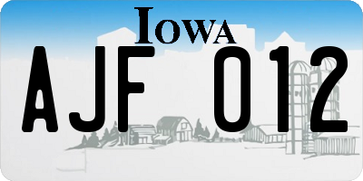 IA license plate AJF012