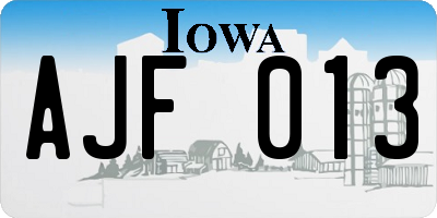 IA license plate AJF013