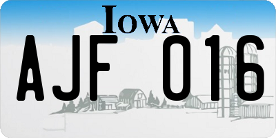 IA license plate AJF016