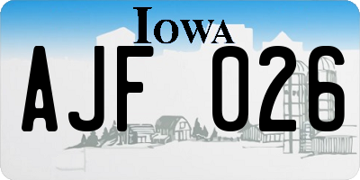 IA license plate AJF026