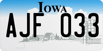 IA license plate AJF033