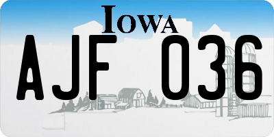 IA license plate AJF036