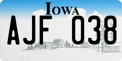 IA license plate AJF038