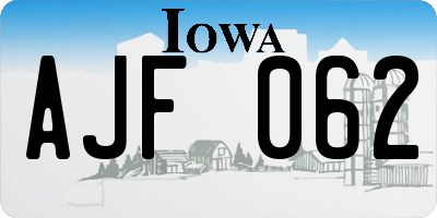 IA license plate AJF062