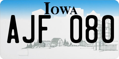 IA license plate AJF080