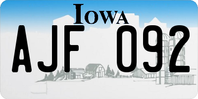 IA license plate AJF092