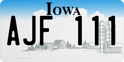 IA license plate AJF111