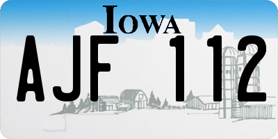 IA license plate AJF112