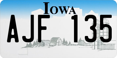 IA license plate AJF135