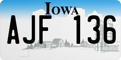 IA license plate AJF136