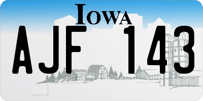 IA license plate AJF143