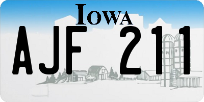 IA license plate AJF211