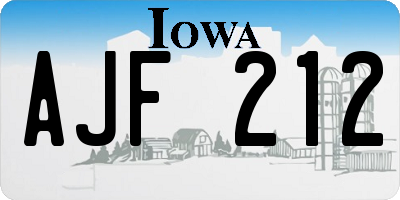 IA license plate AJF212