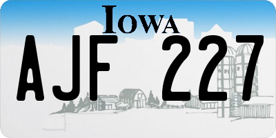 IA license plate AJF227