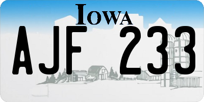 IA license plate AJF233