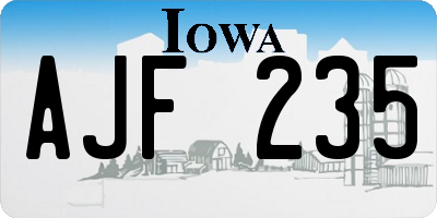 IA license plate AJF235