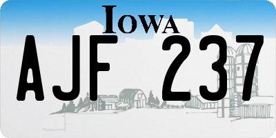 IA license plate AJF237