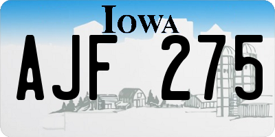 IA license plate AJF275