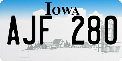 IA license plate AJF280