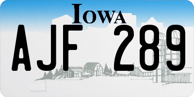 IA license plate AJF289