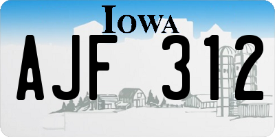 IA license plate AJF312