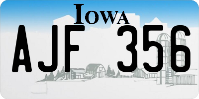 IA license plate AJF356