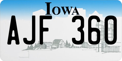 IA license plate AJF360