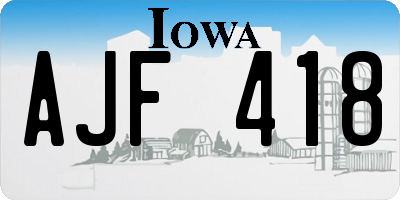 IA license plate AJF418