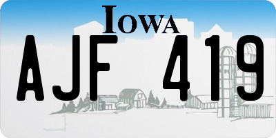 IA license plate AJF419