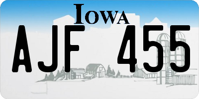 IA license plate AJF455