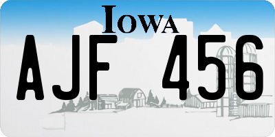 IA license plate AJF456
