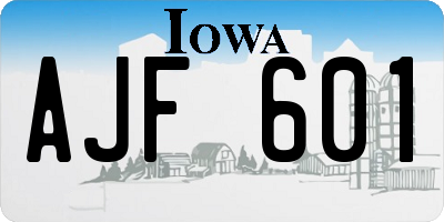 IA license plate AJF601