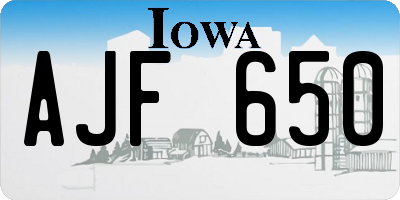IA license plate AJF650