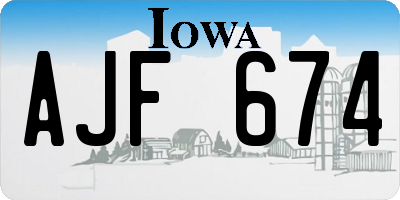 IA license plate AJF674