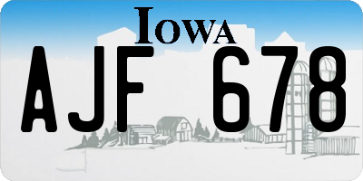 IA license plate AJF678