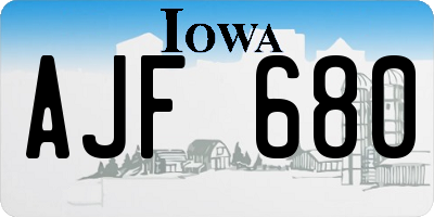 IA license plate AJF680