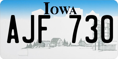 IA license plate AJF730