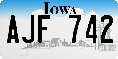 IA license plate AJF742