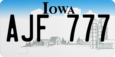 IA license plate AJF777