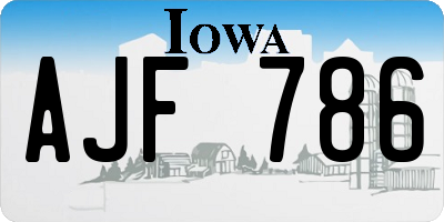 IA license plate AJF786
