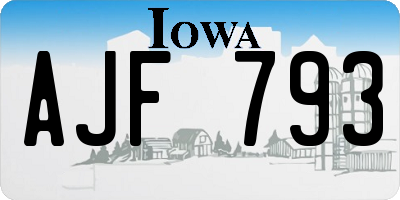 IA license plate AJF793