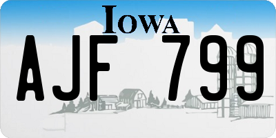 IA license plate AJF799