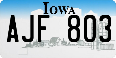 IA license plate AJF803