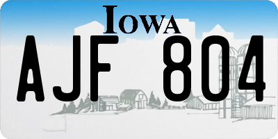 IA license plate AJF804