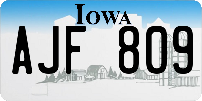 IA license plate AJF809