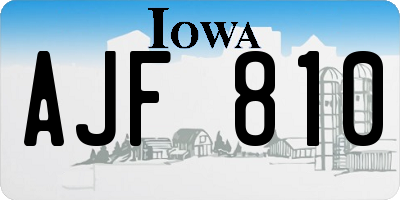 IA license plate AJF810