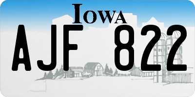 IA license plate AJF822