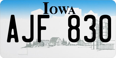 IA license plate AJF830
