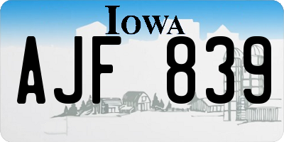 IA license plate AJF839