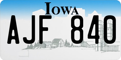 IA license plate AJF840